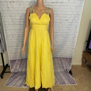 Jovani vintage Yellow bejeweled long Ball Gown size 2